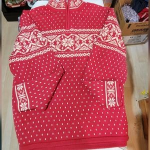 VTG Lands End Womens 1/4 Zip Nordic Fair Isle Snowflake Christmas Sweater Sz 2x